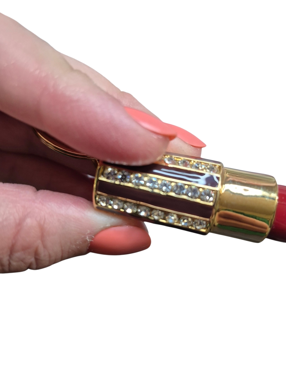 RARE Henri Bende Swavoski Crystal Lipstick Compact Mirror & Keychain - Picture 8 of 10